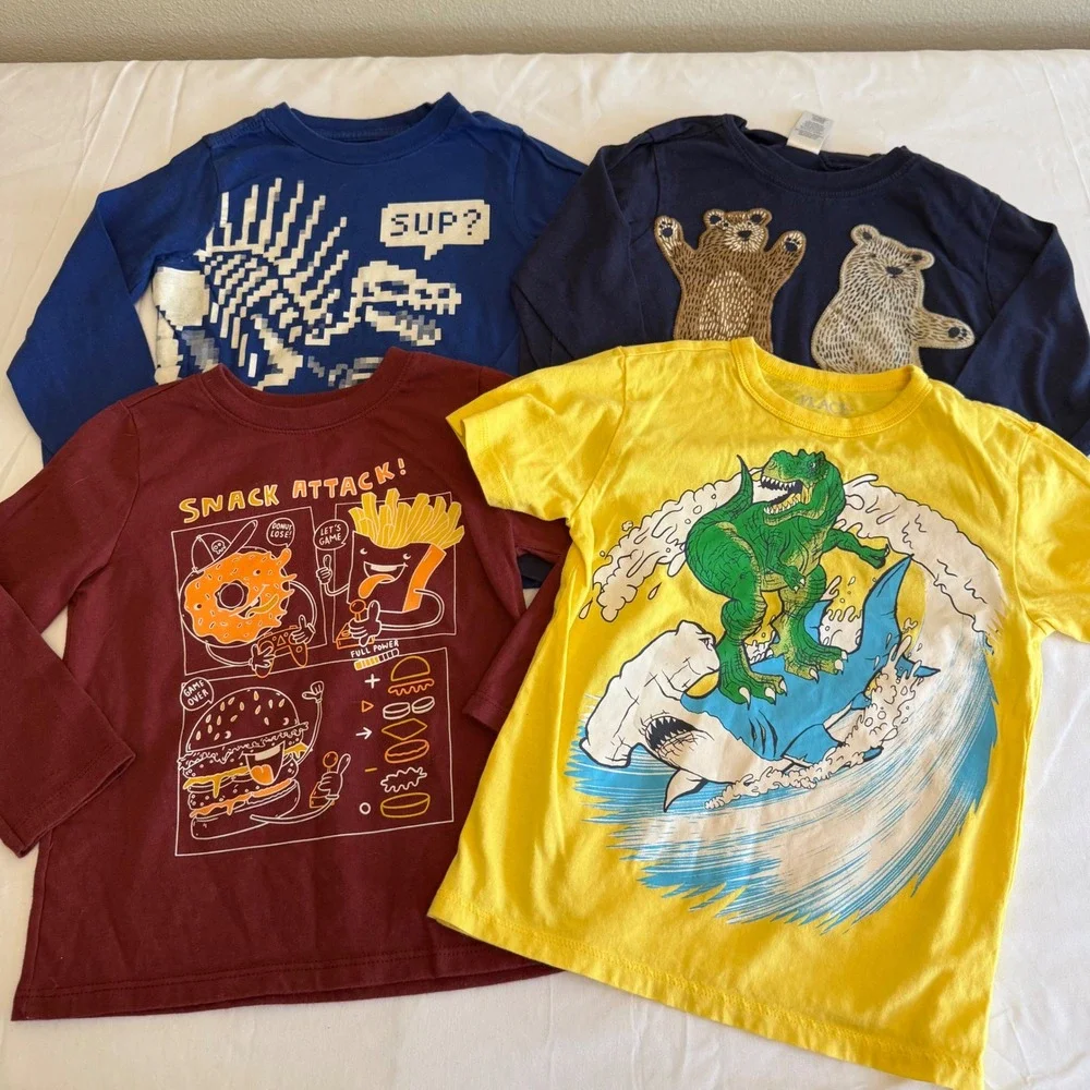 Boys Graphic Tee Lot 4pc Gymboree Childrens Place Garanimals 3T 4 XS Dinosaur